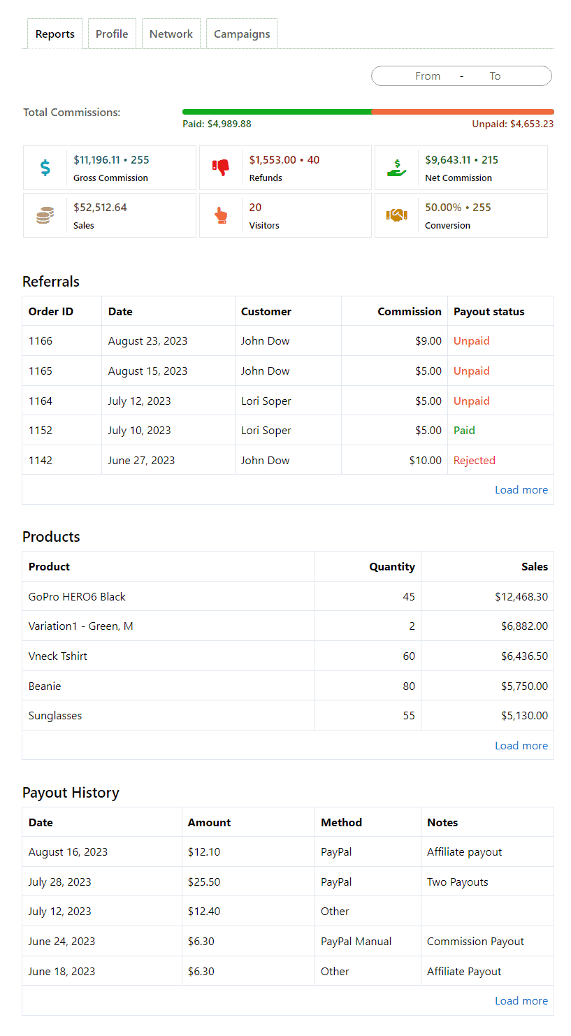 affiliate area under my account