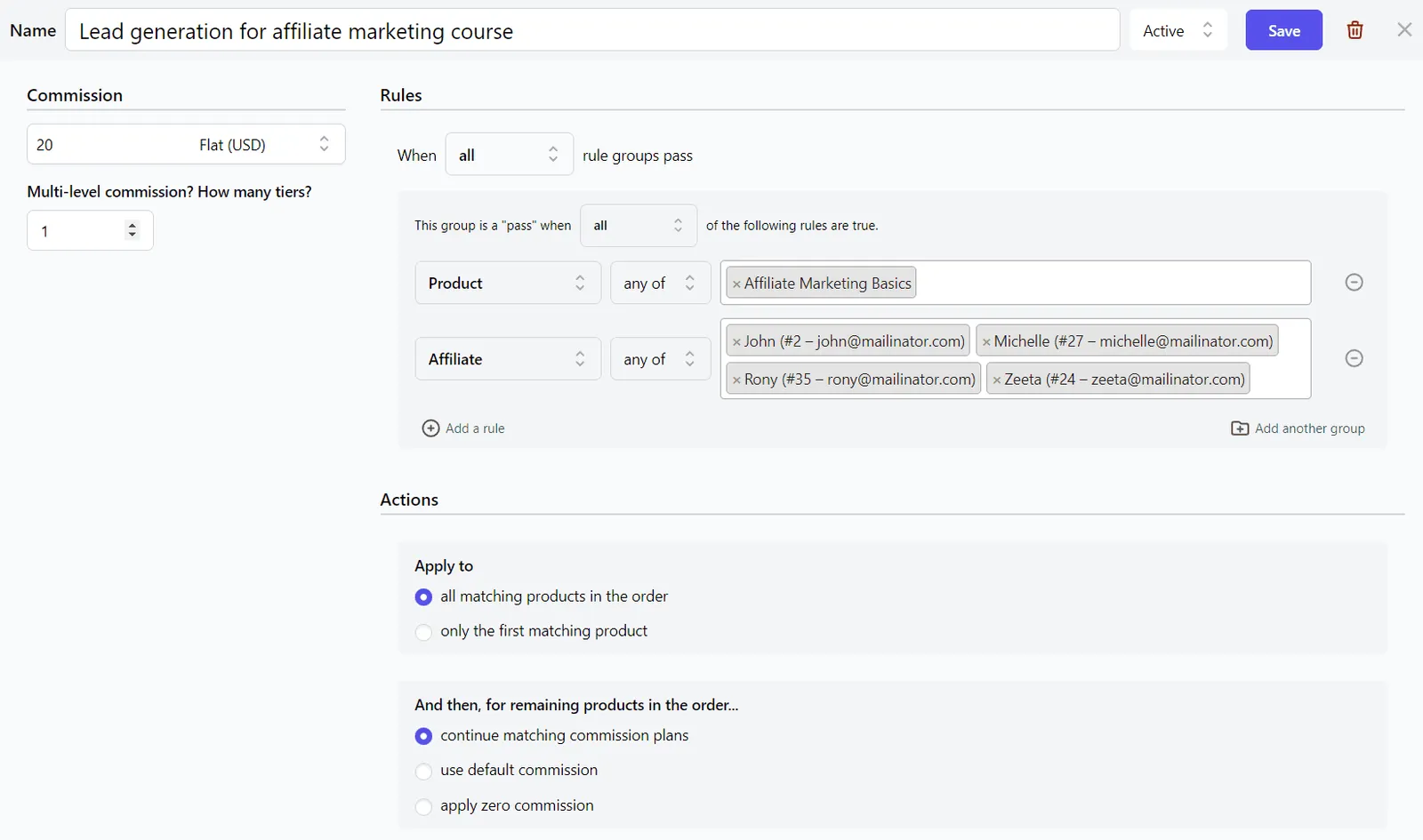 affiliate lead generation commission plan