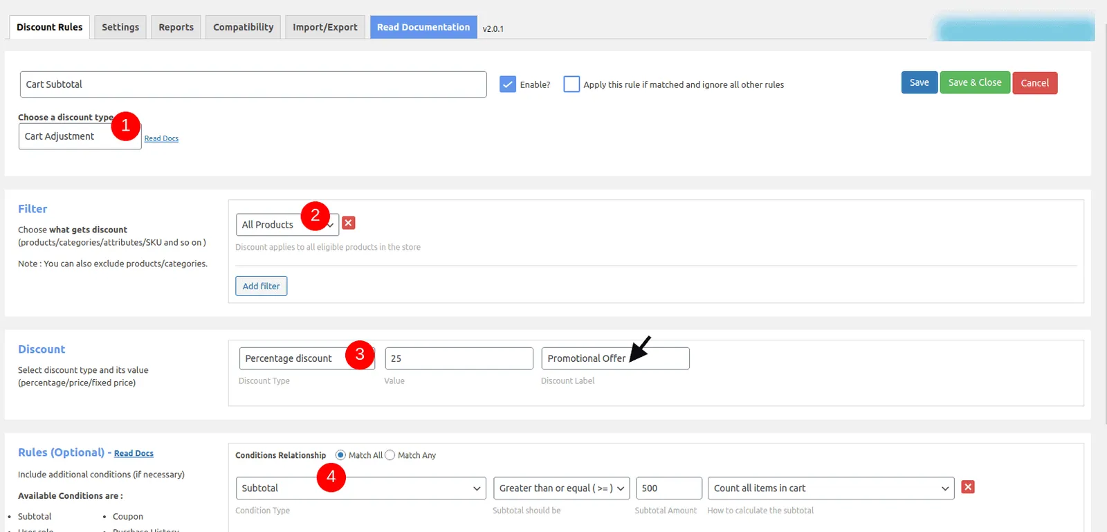 FlyCart Discount Rules dashboard