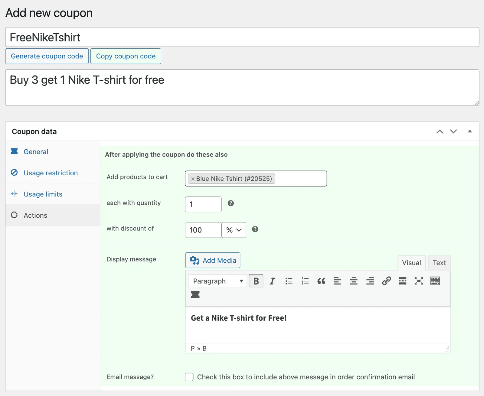 free product configuration