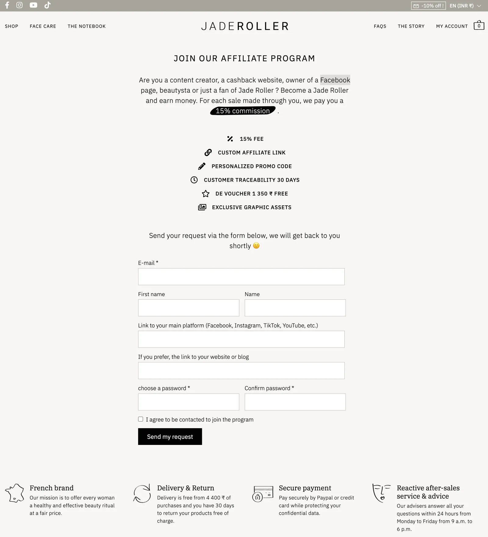 Jade Roller affiliate program page