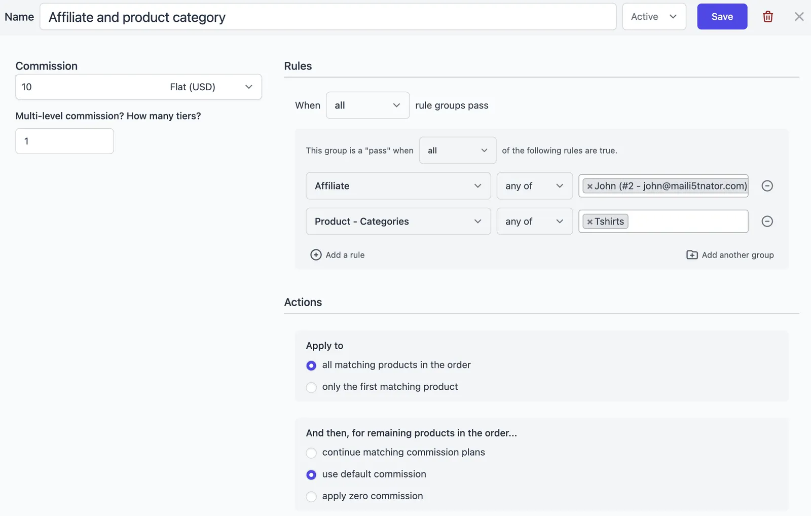 WooCommerce affiliate commission based on product category affiliate