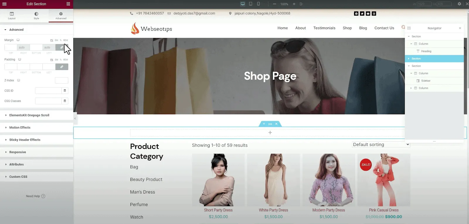 edit woocommerce shop page using elementor