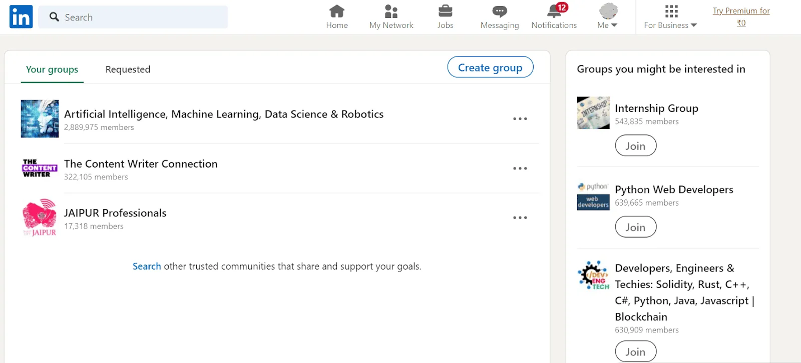 create or find groups for affiliates on linkedin