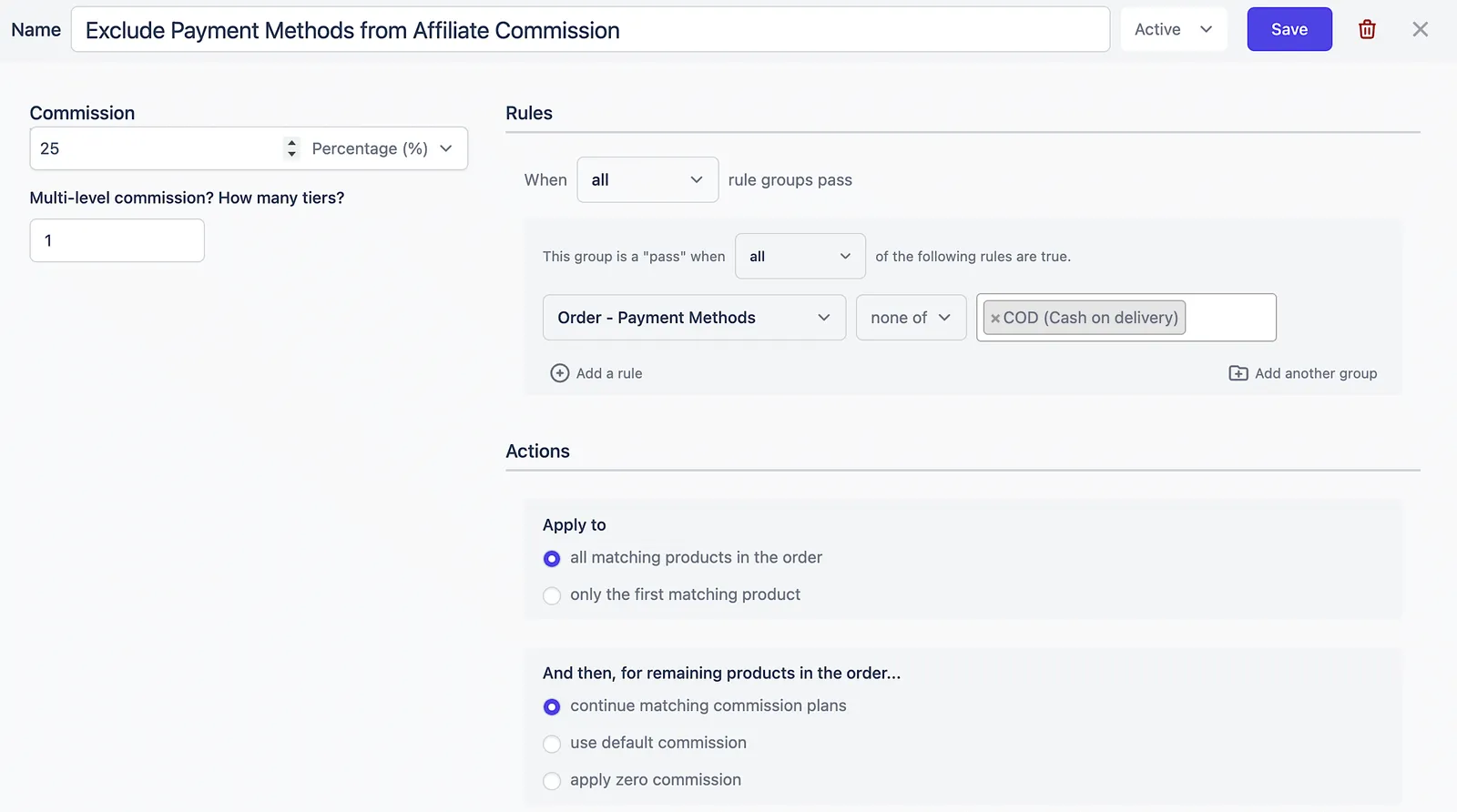 payment method commission plan
