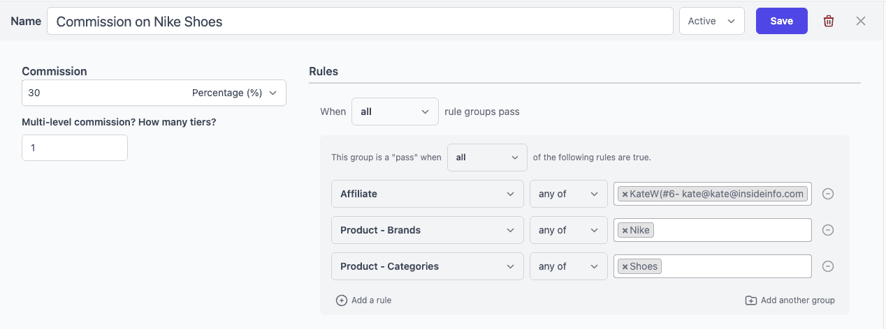 product taxonomy commission based on brands