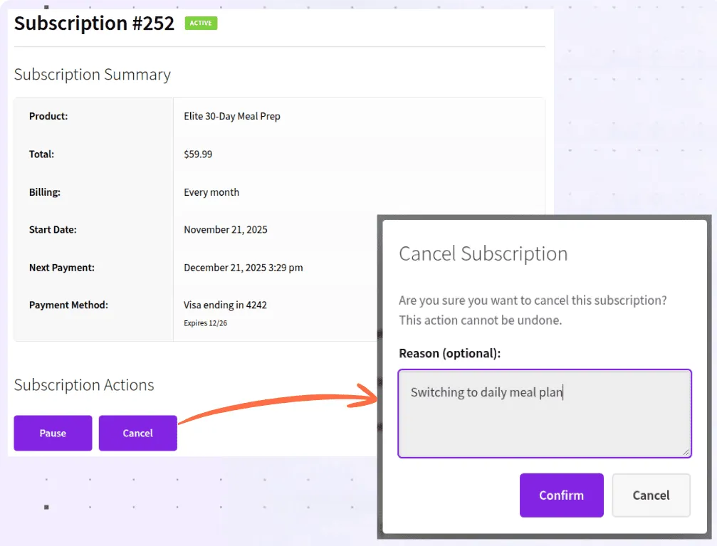 how to reduce subscription churn in woocommerce - smart subscriptions for woocommerce view subscription churn reason