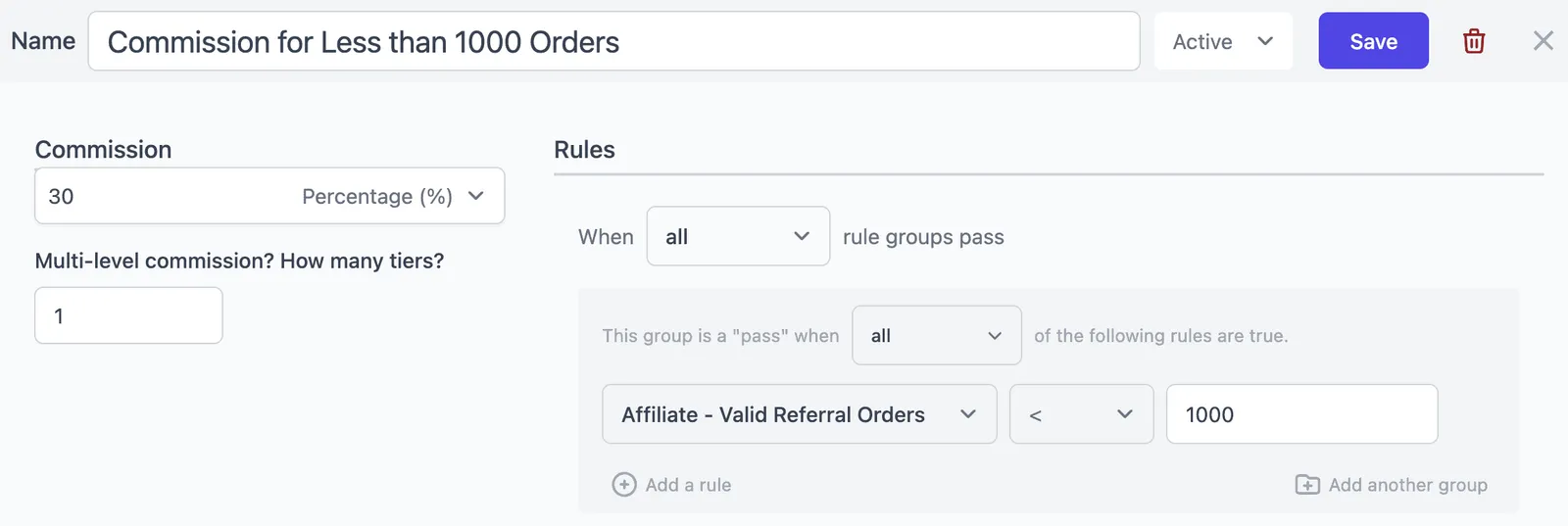 tiered commission rule for less orders
