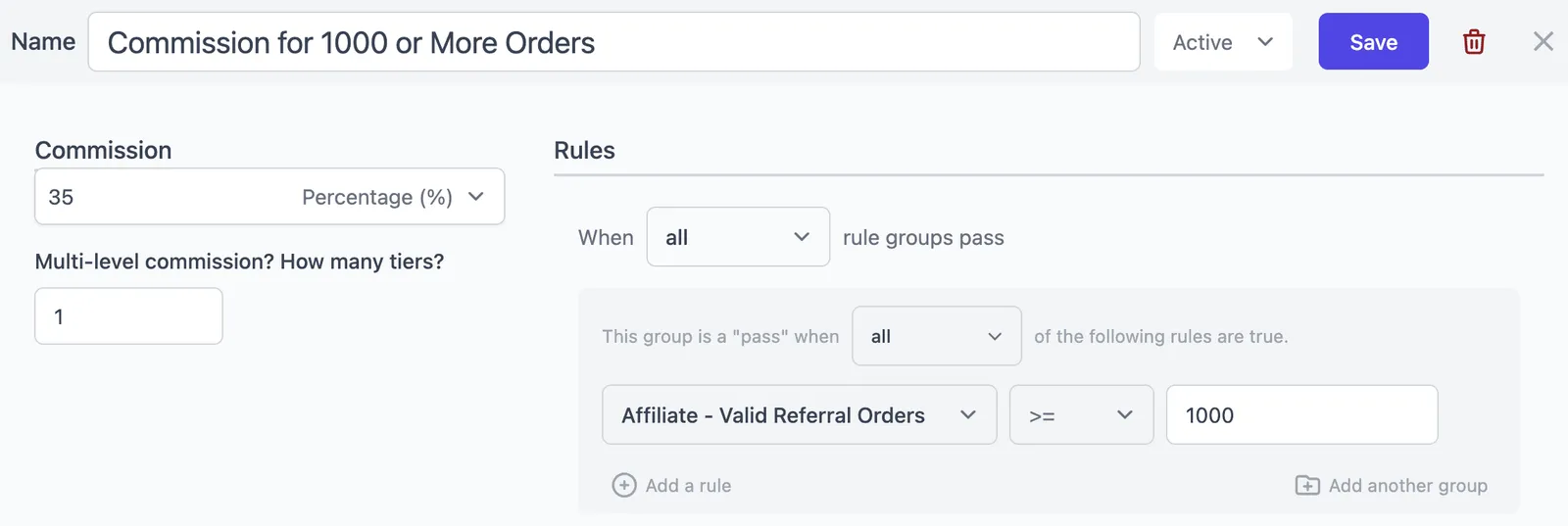 tiered commission rule for more orders