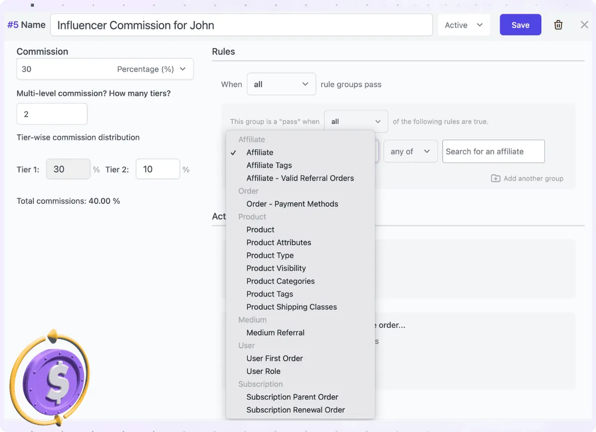 influencer commission plan