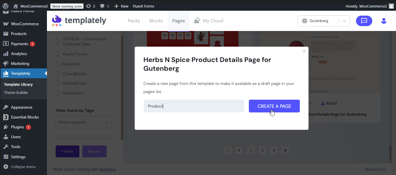 create page from template
