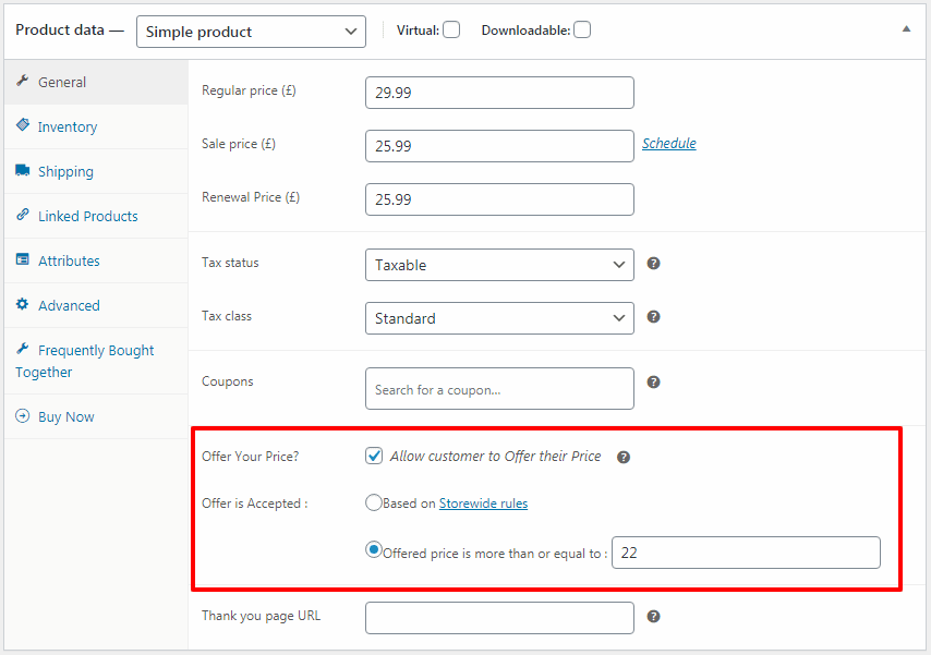 woocommerce donations with offer your price plugin