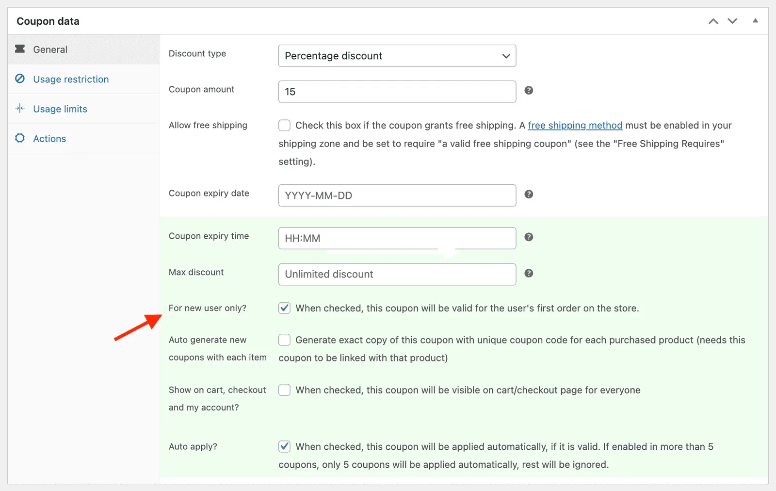 coupon for new user auto-apply