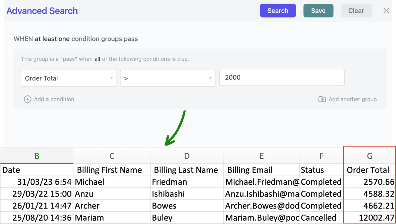 export top customers based on orders