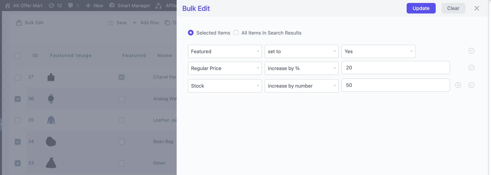 bulk set featured products