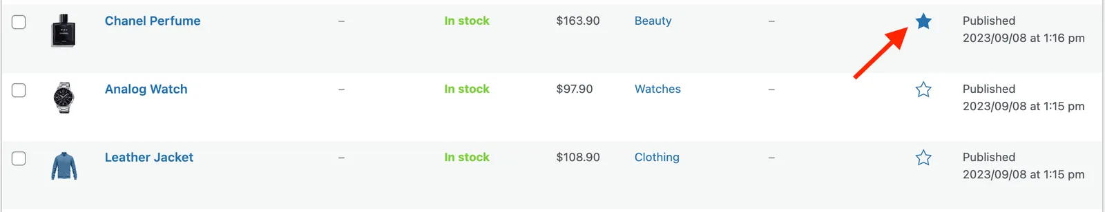 set featured product in WooCommerce