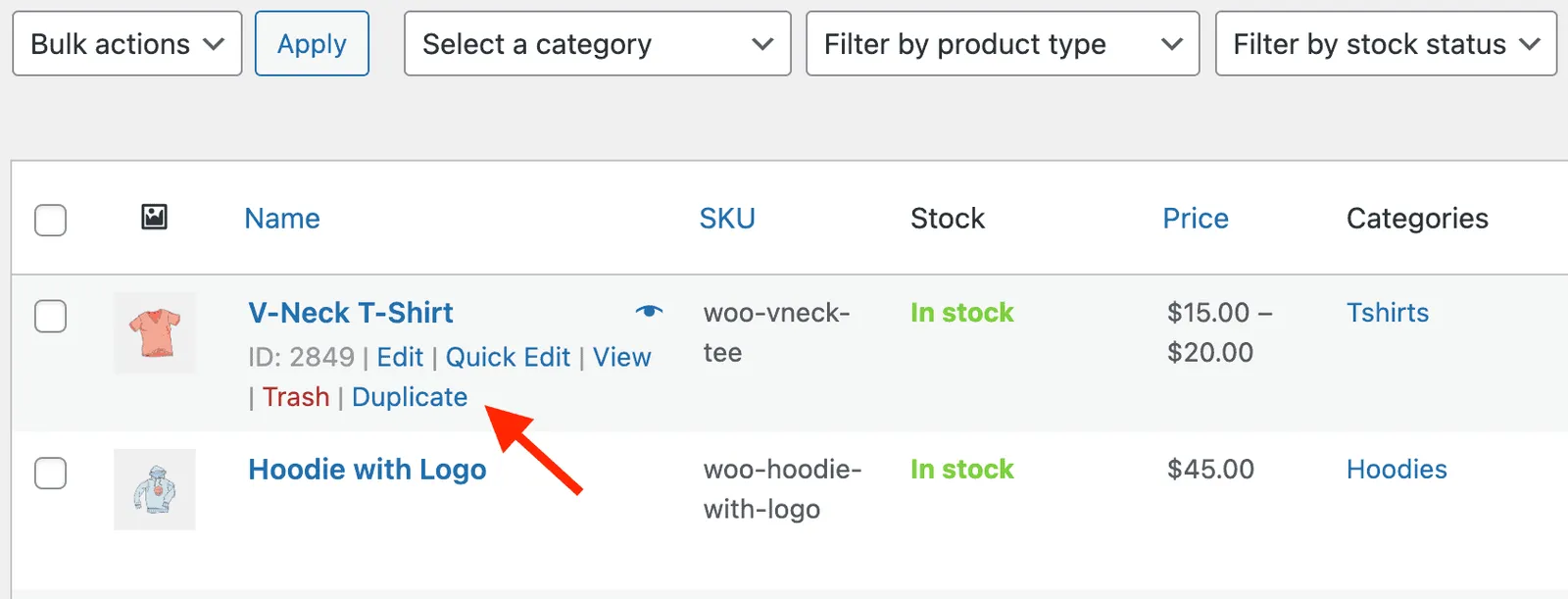 In-built duplicate single product option in WooCommerce