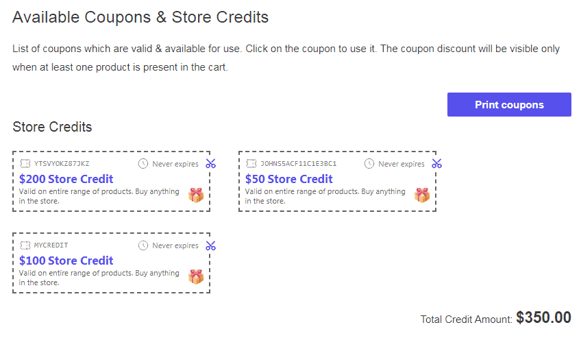 Customers can print coupons from their ‘My Account’ section