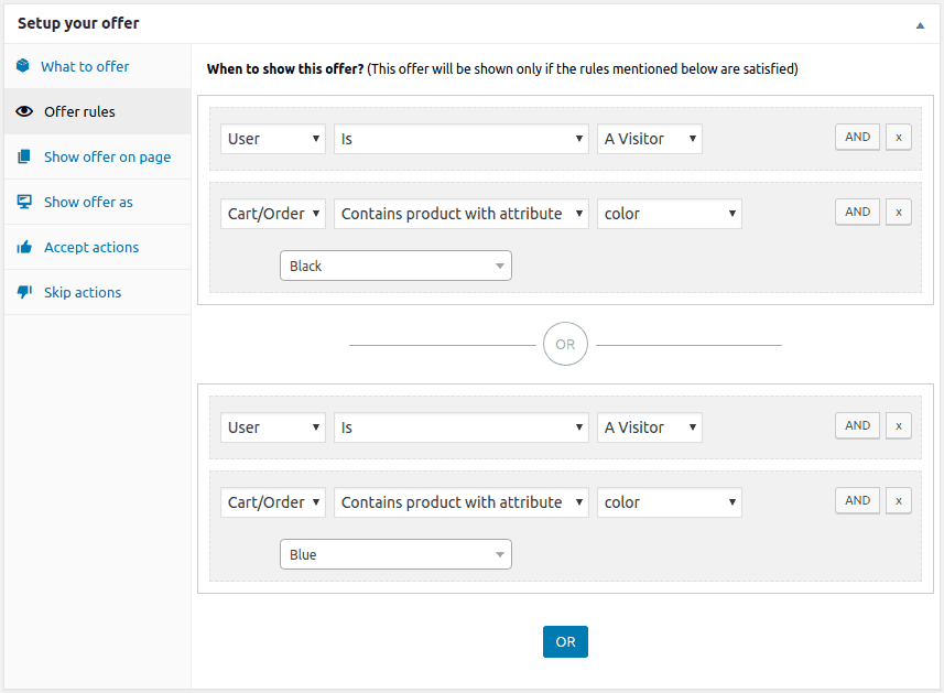 woocommerce product attribute upsell with user targeting rules
