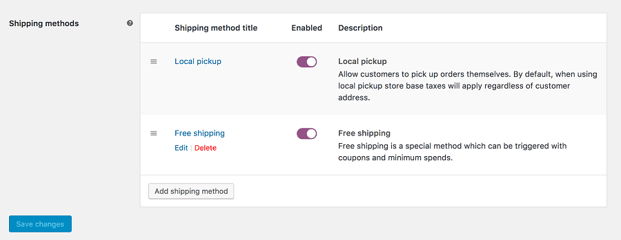 adding shipping method to a shipping zone