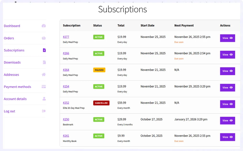 woocommerce subscriptions vs memberships - smart subscriptions for woocommerce self service dashboard