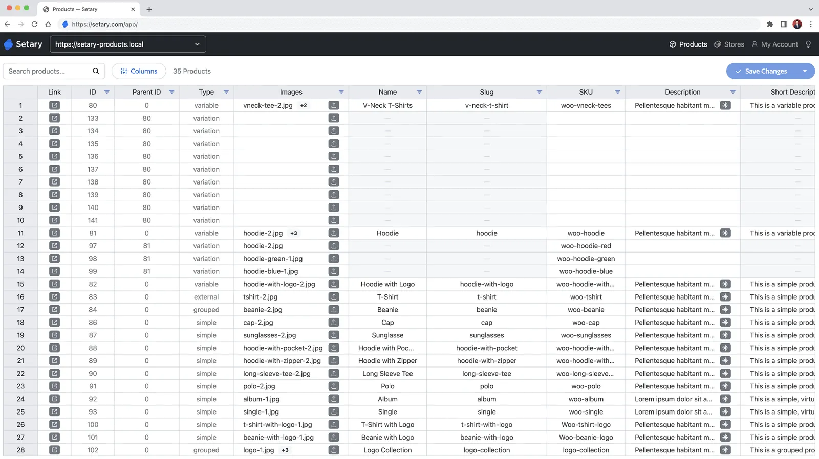 Setary dashboard