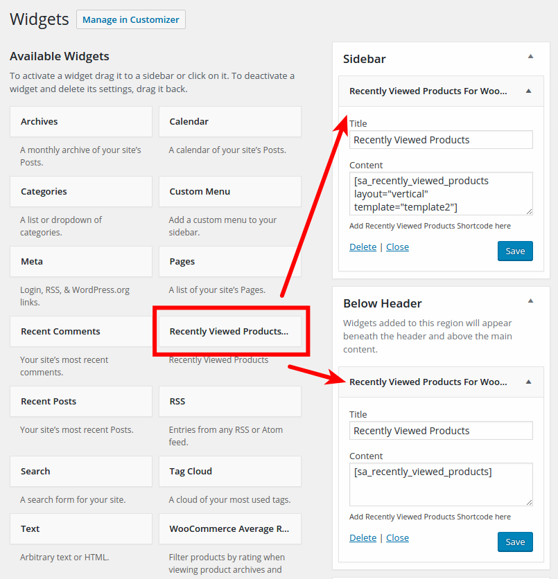 Recently Viewed Products Widget