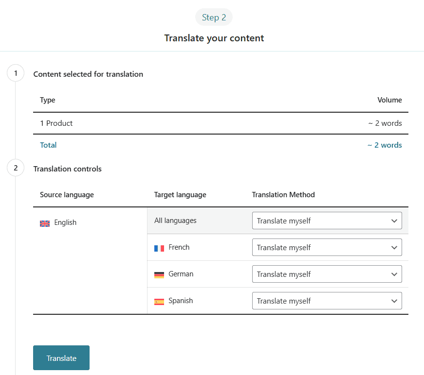 smart manager create translations using wpml step 2