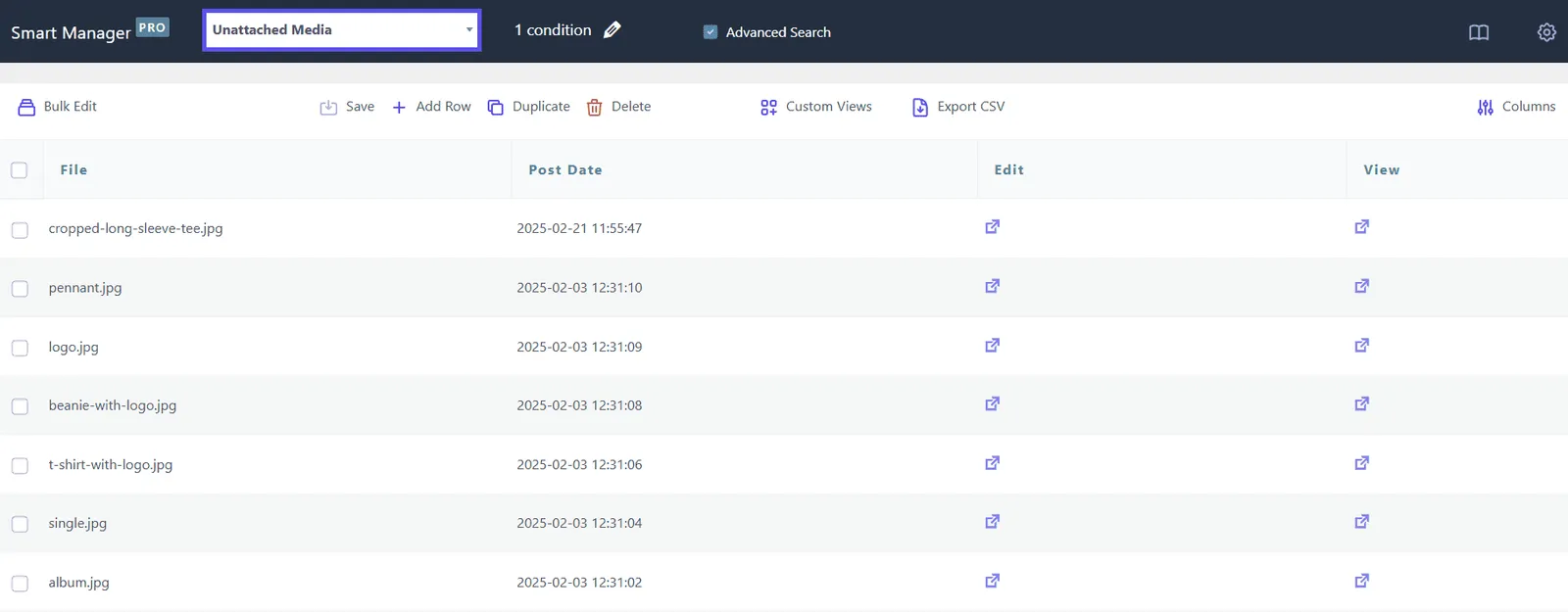 smart manager unattached media dashboard