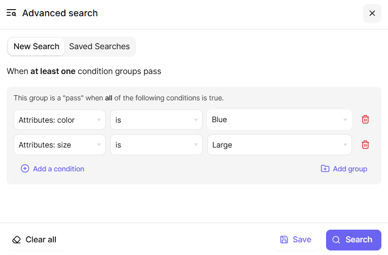 smart manager filter products by attribute