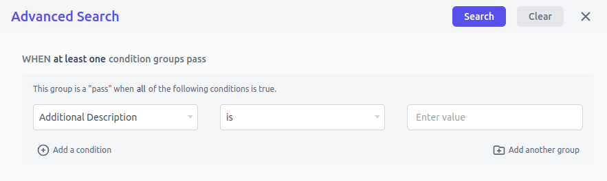 search for empty null values for additional description