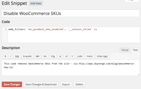 WordPress code snippets