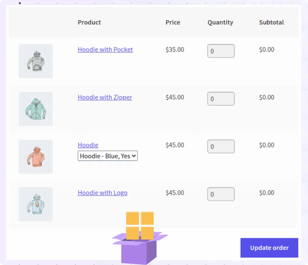 cashier one page checkout for product categories