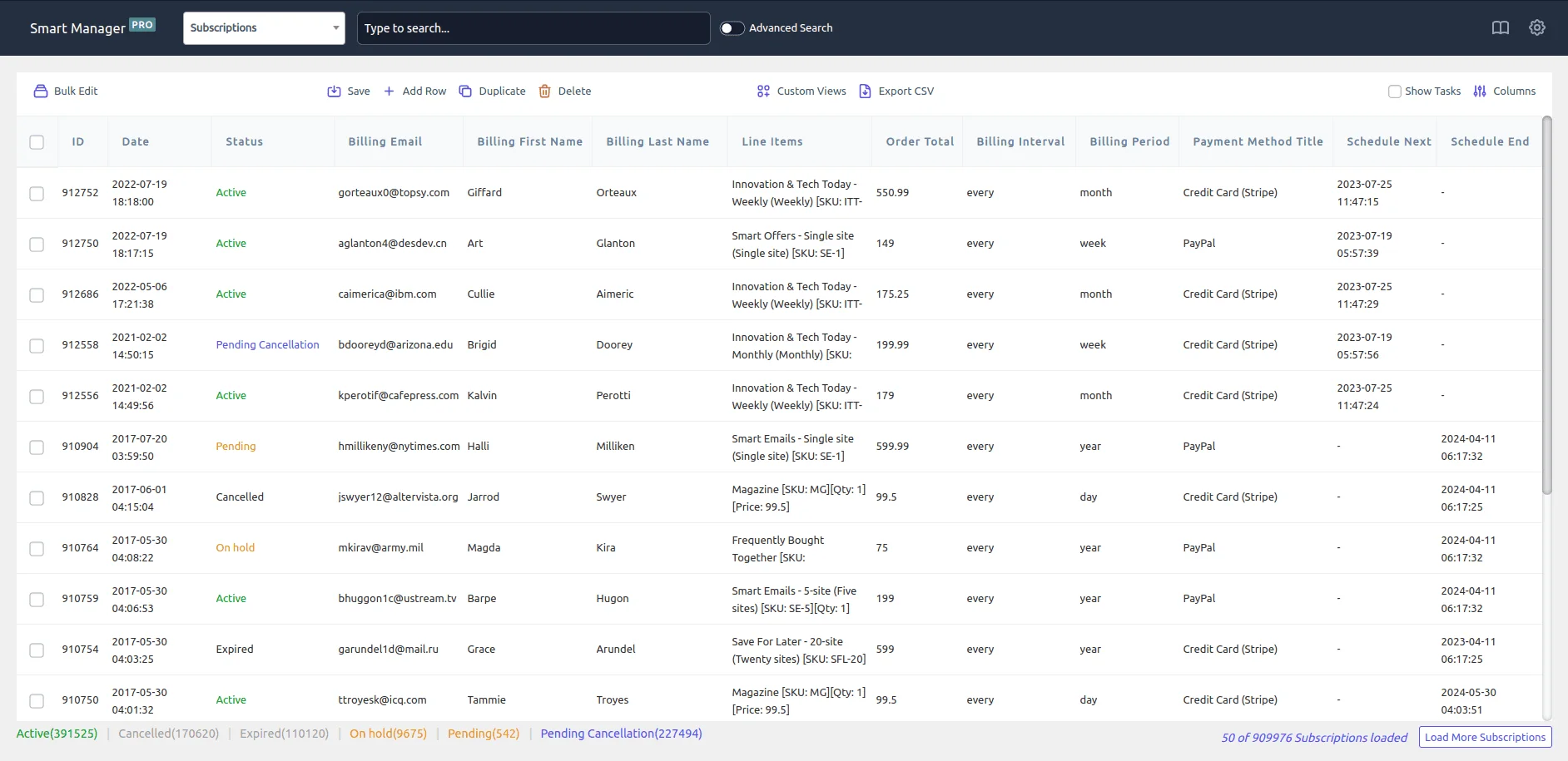 export woocommerce subscriptions