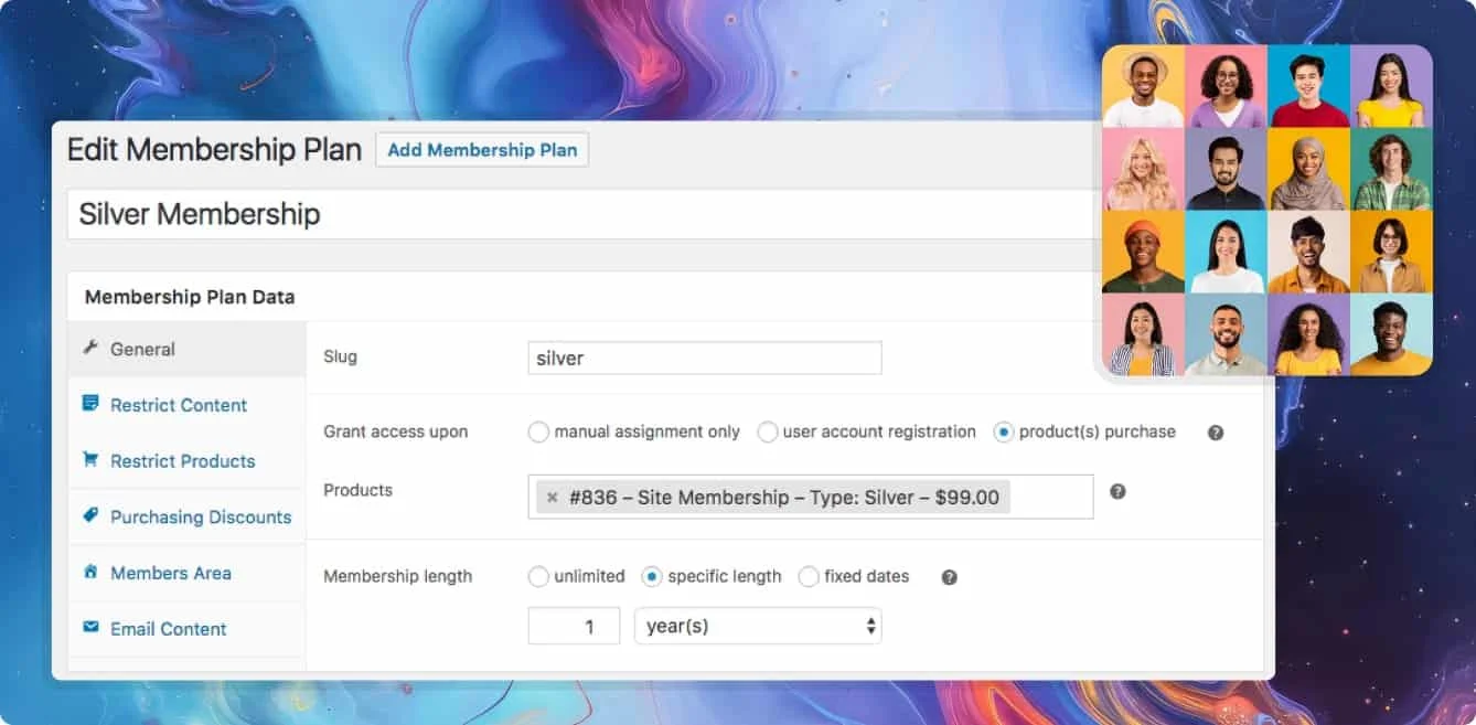 silver plan memberships for woocommerce plan