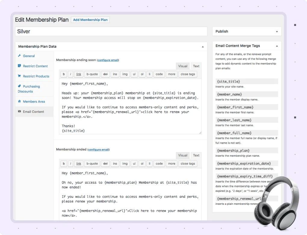woo memberships automated email reminders