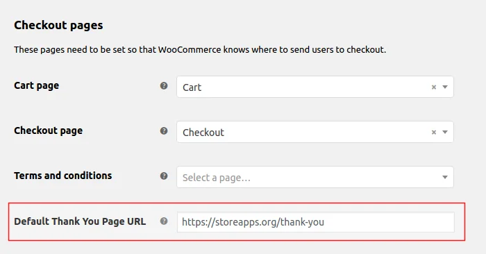setting up storewide thank you page