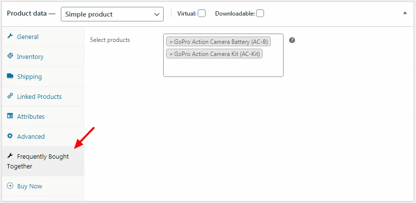 set woocommerce frequently bought together products