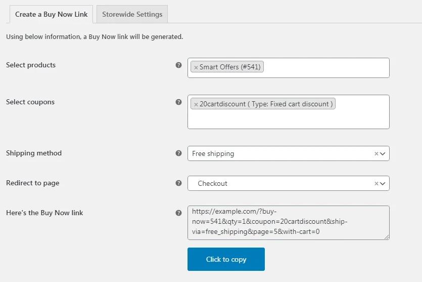 Create a WooCommerce Buy Now button link