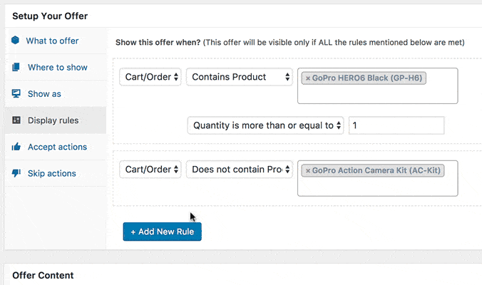 Set up targeting rules for WooCommerce offers