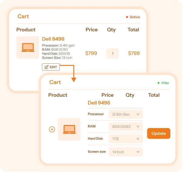 StoreApps Cashier update variations in cart