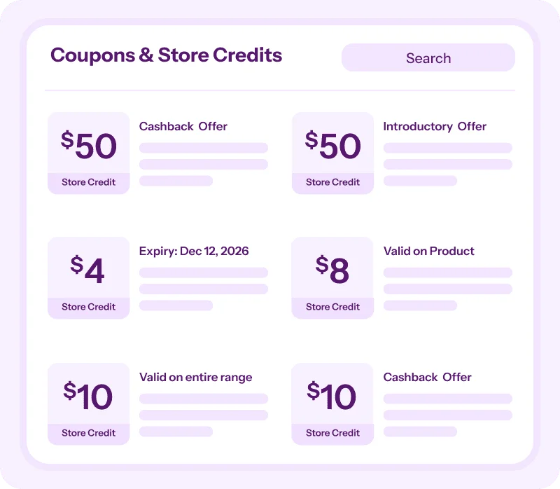 cashback store credit rewards in my account